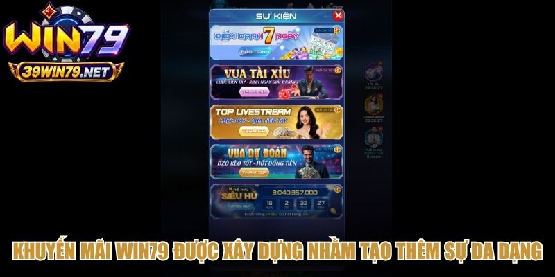 Khuyến mãi Win79 được xây dựng nhằm tạo thêm sự đa dạng